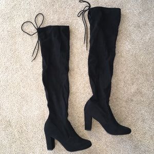 Chinese Laundry Black Suede Over the Knee Boots